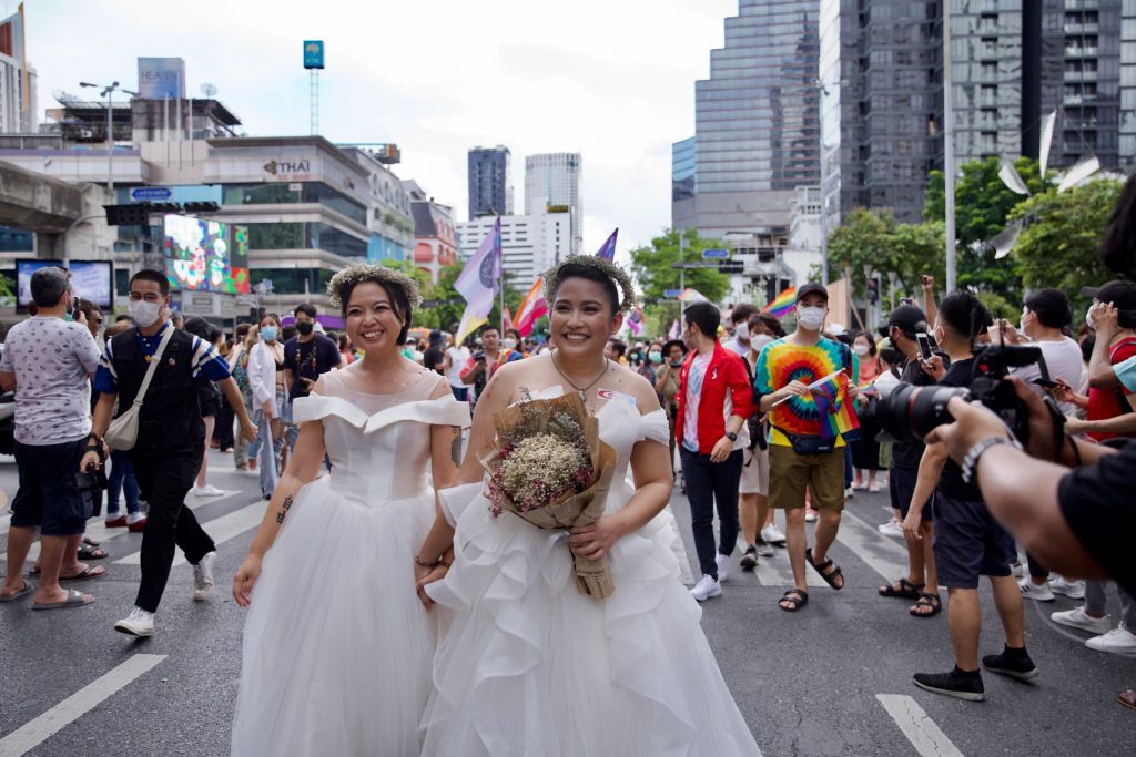 The lesbian couple at the pride festival in Bangkok